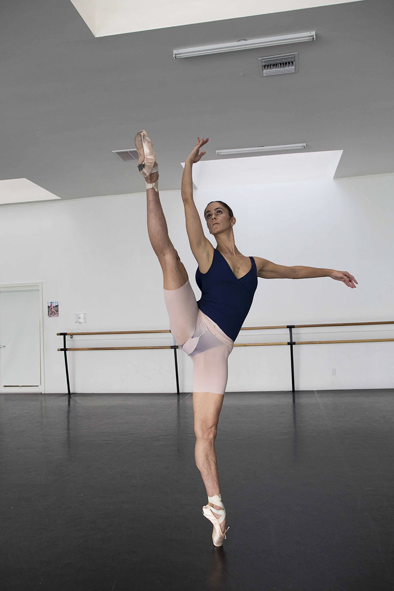 Our instructor Susan has and incredible ballet extension in second position.